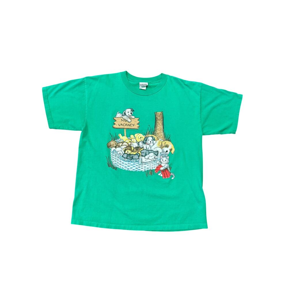 Vintage 90s Green No Vacancy Puppies TShirt - Size XL (23x28)